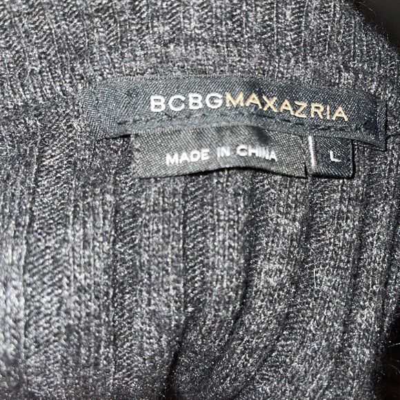 BCBG Maxazria Dress Womens Large Grey Wool Angora‎ Cashmere Turtleneck Ribbed - Picture 10 of 11